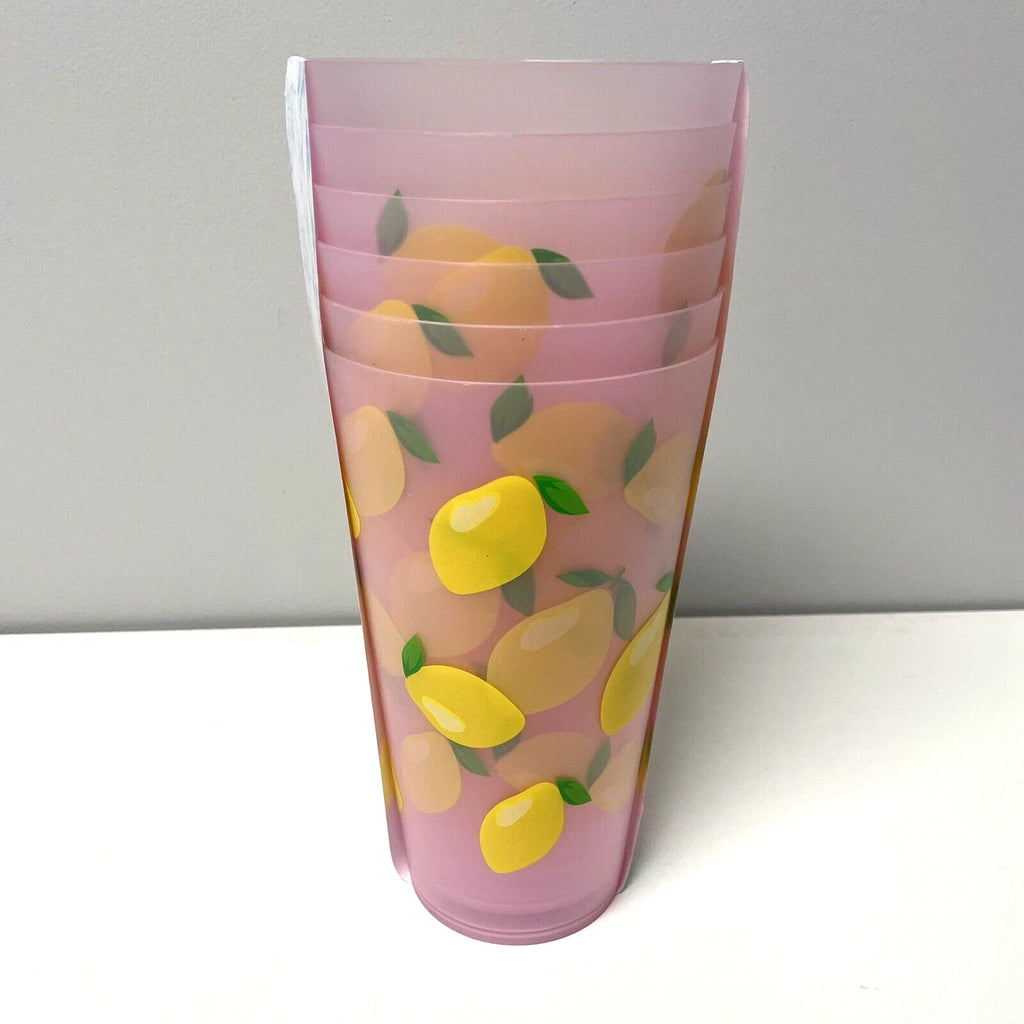 NEW SET OF 6 TALL LEMON TEA PLASTIC DRINK TUMBLER OUTDOOR Pool 32 OZ cup 7" x 4" | eBay