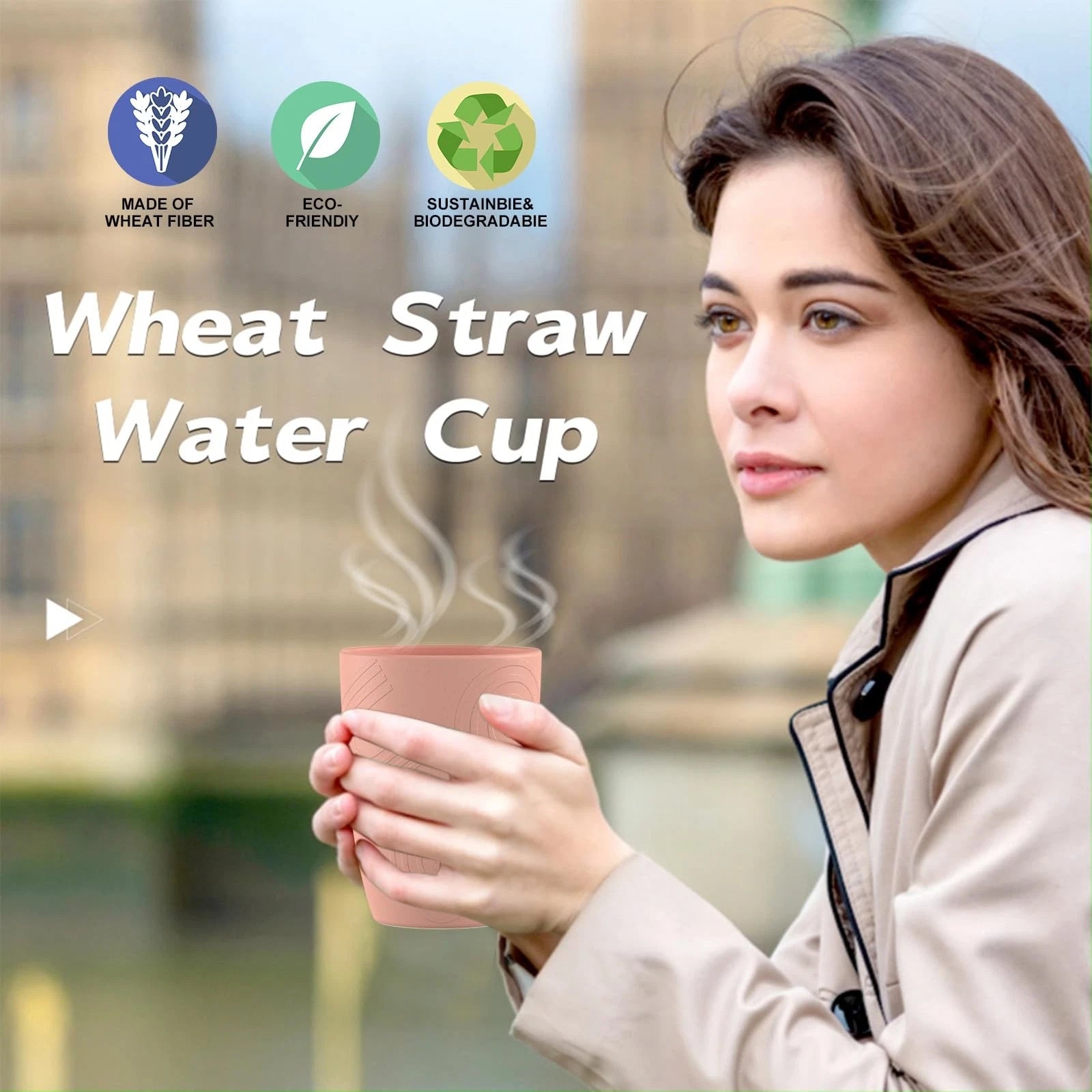 12oz wheat straw drinking cups set of 6,alternative plastic cups microwave an... | eBay