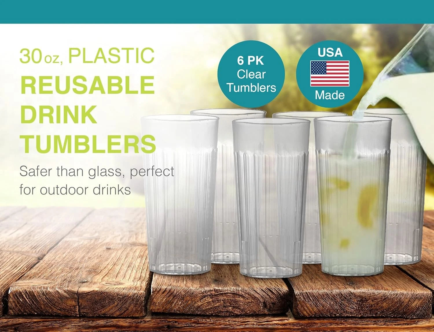 Arrow Home Products 30 oz Clear Plastic Tumblers, Set of 6 - Made in the USA, BP | eBay