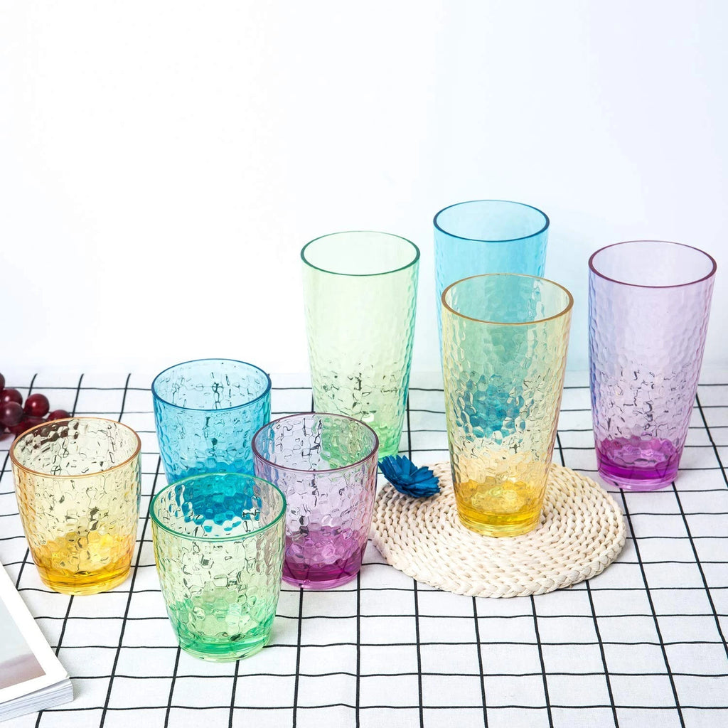 Hammered 15-ounce Plastic Tumbler Acrylic Glasses, set of 6 Multicolor | eBay