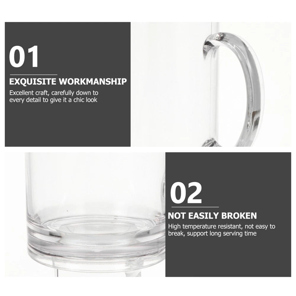 Set of 2 Transparent Beer Mug Tall Drinking Glasses with Handles Cup Clear Mugs | eBay