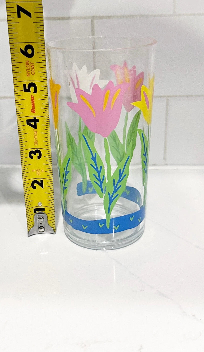 4 Acrylic Drinking Glasses Plastic 19 oz Highball Floral Flowers Summer Picnic | eBay