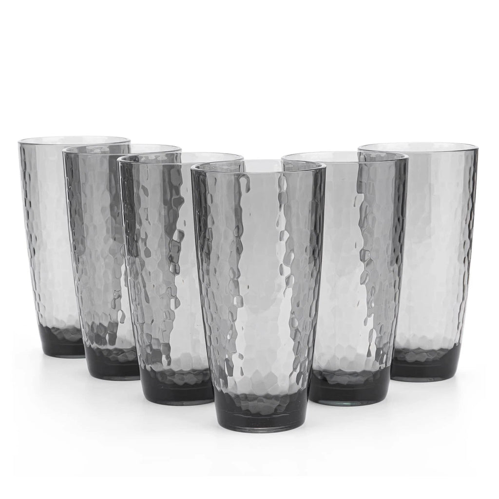 Hammered 26-ounce Plastic Tumbler Acrylic Glasses, set of 6 Smoke Grey | eBay