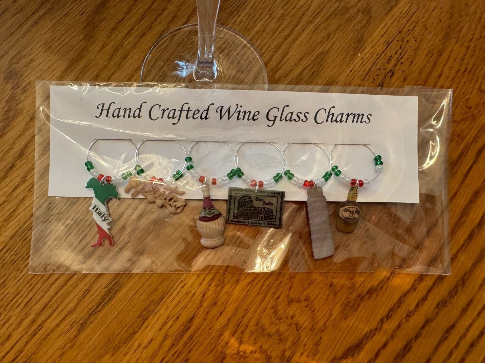 "ITALY,ITALIAN SET OF 6 HAND CRAFTED Wine glass drink marker Charms | eBay