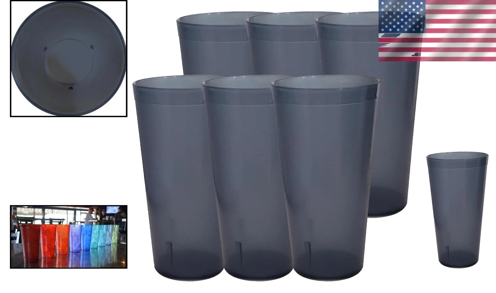 Heavy Duty 20oz Gray Plastic Tumblers - Stylish & Reusable Drinkware Set of 6 | eBay