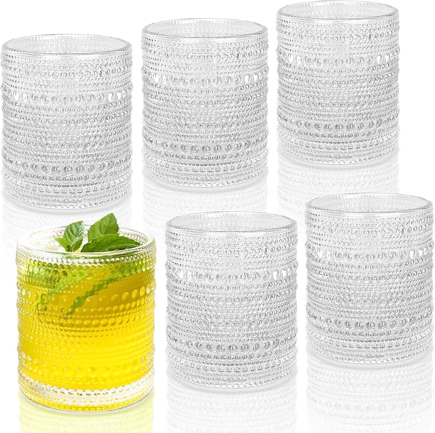 Cocktail Glasses Drinking Glasses 10 Oz Hobnail Drinking Glasses Set of 6, Vinta | eBay