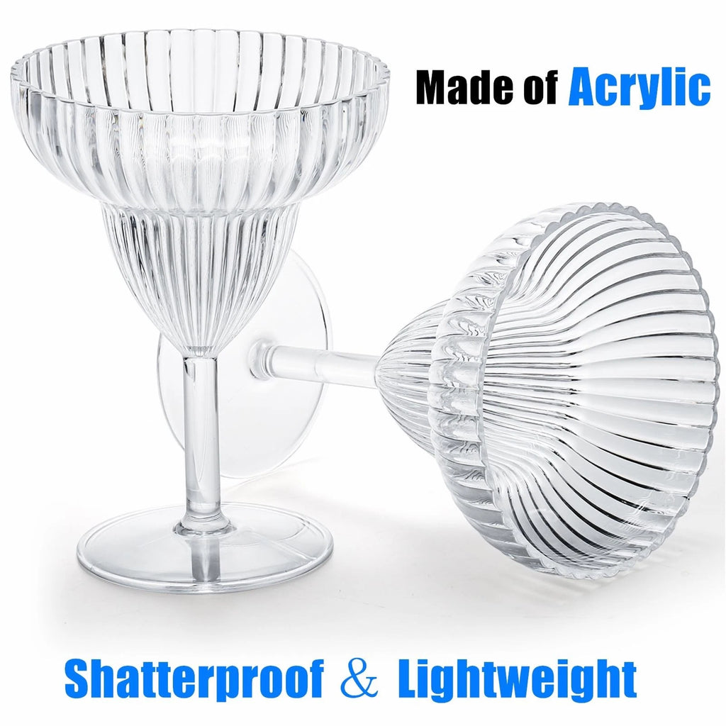 14 Oz Clear Acrylic Margarita Glasses Set of 6 - Plastic, Ribbed, Shatterproof | eBay
