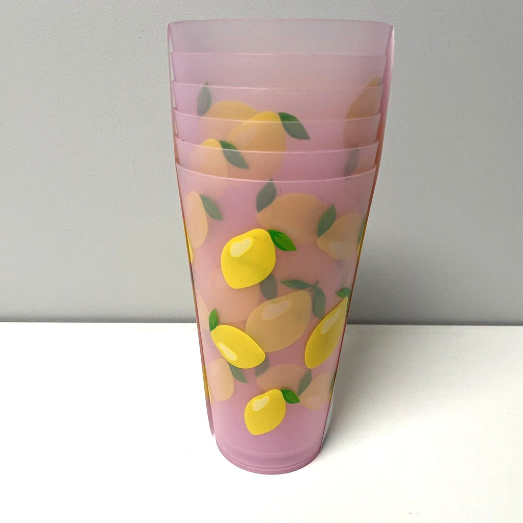 NEW SET OF 6 TALL LEMON TEA PLASTIC DRINK TUMBLER OUTDOOR Pool 32 OZ cup 7" x 4" | eBay