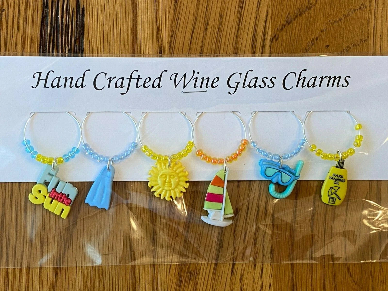 "BEACH /SUMMER FUN " SET OF 6 Wine Glass Charm drink markers | eBay
