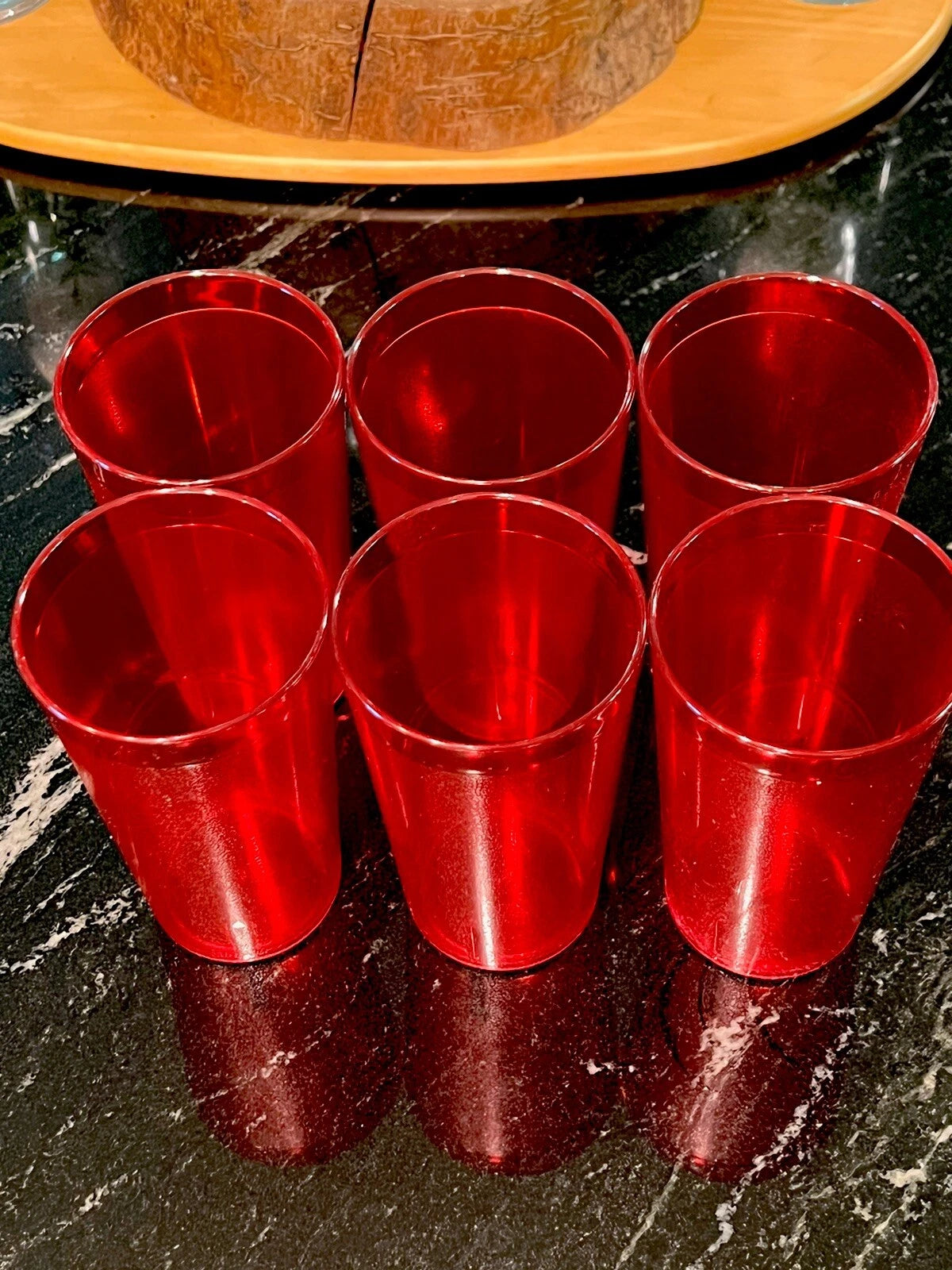 Set of 6 Durable Vintage Plastic Glasses Cups Restaurant Tumblers 16 oz Ruby Red | eBay