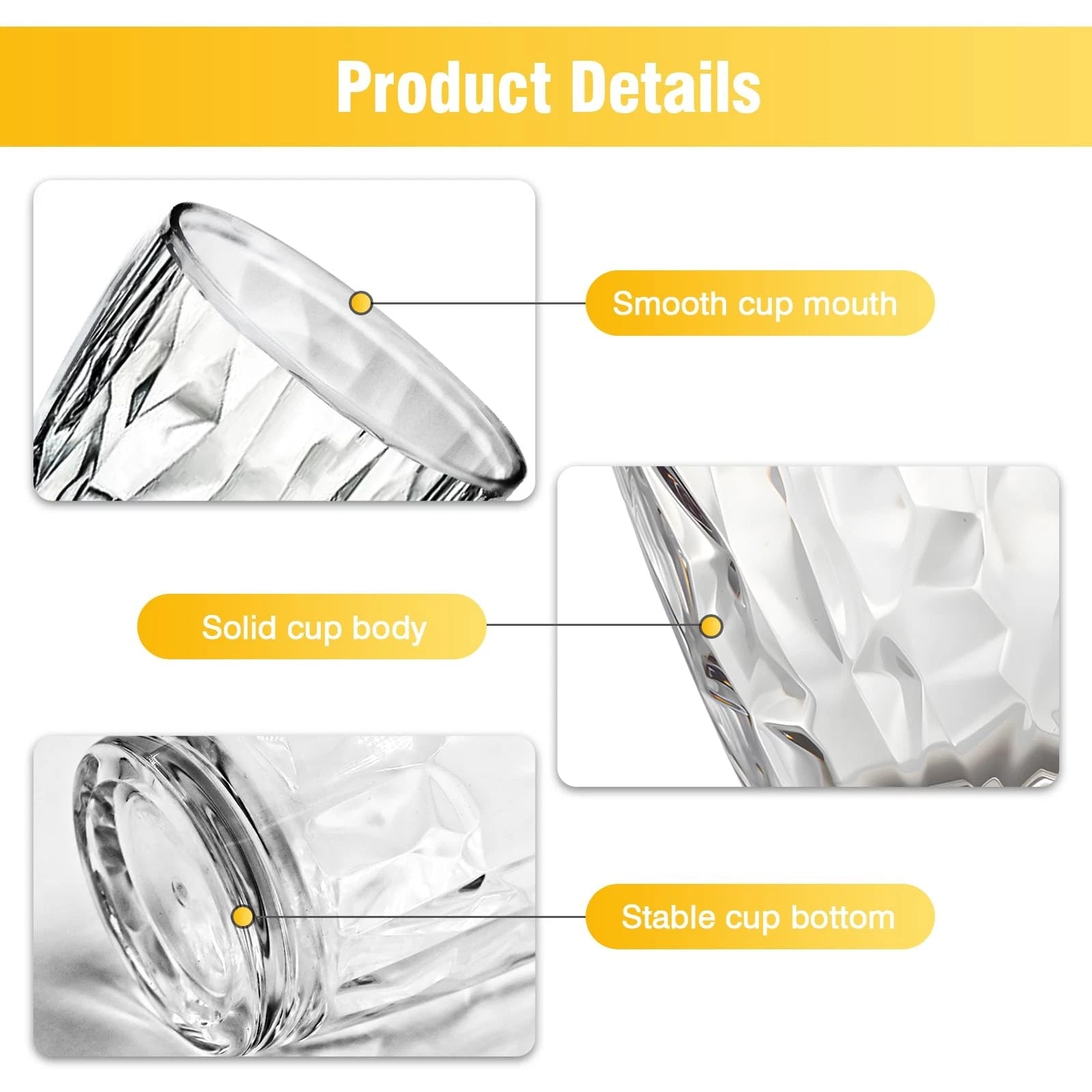 10-ounce Plastic Water Tumblers | Set of 4 Transparent Unbreakable Drinking Glas | eBay